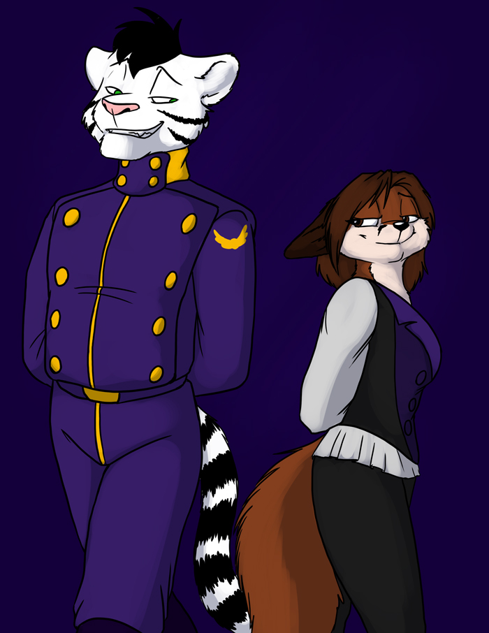 Overlord Fox and Tigermark passing in the halls.