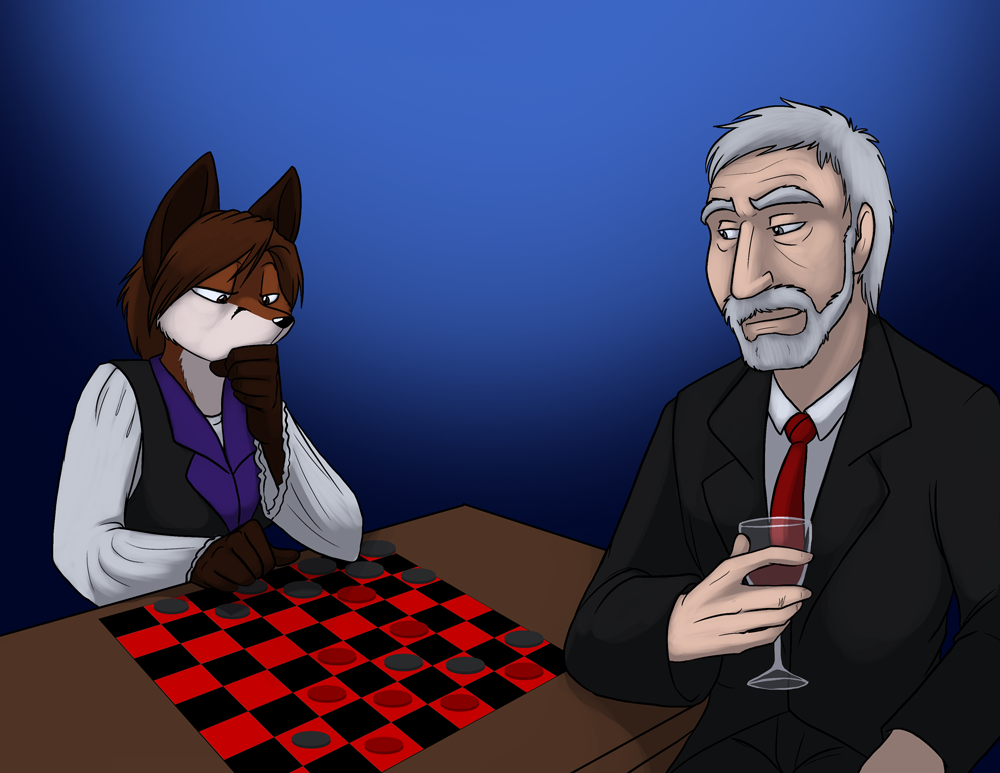 The Overlord in a checkers match up.