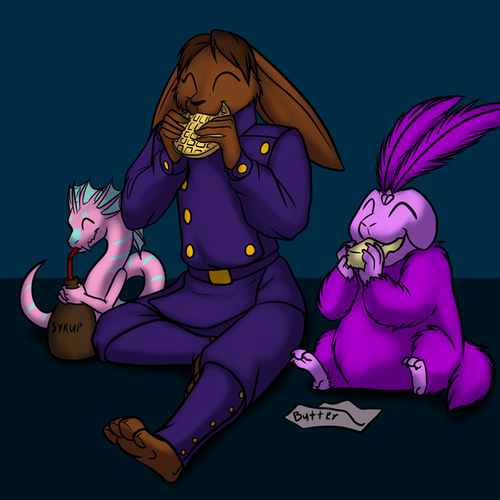 Lexi taking a meal break with some critters from Alvarni.