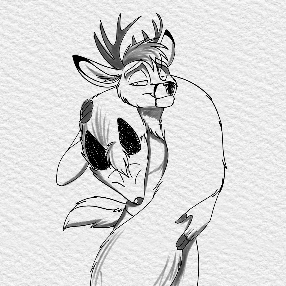 Inktober 2021 - Harvey wears Dean as a stole again.