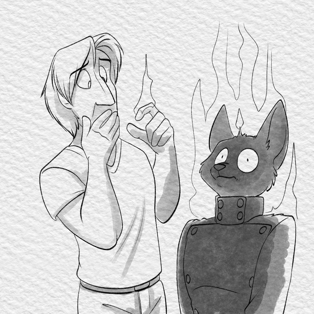 Inktober 2021 - Accidental discharge of the fire gem.