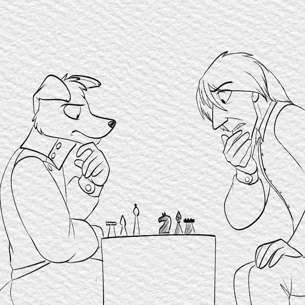 Inktober 2021 - A chess match with the general.