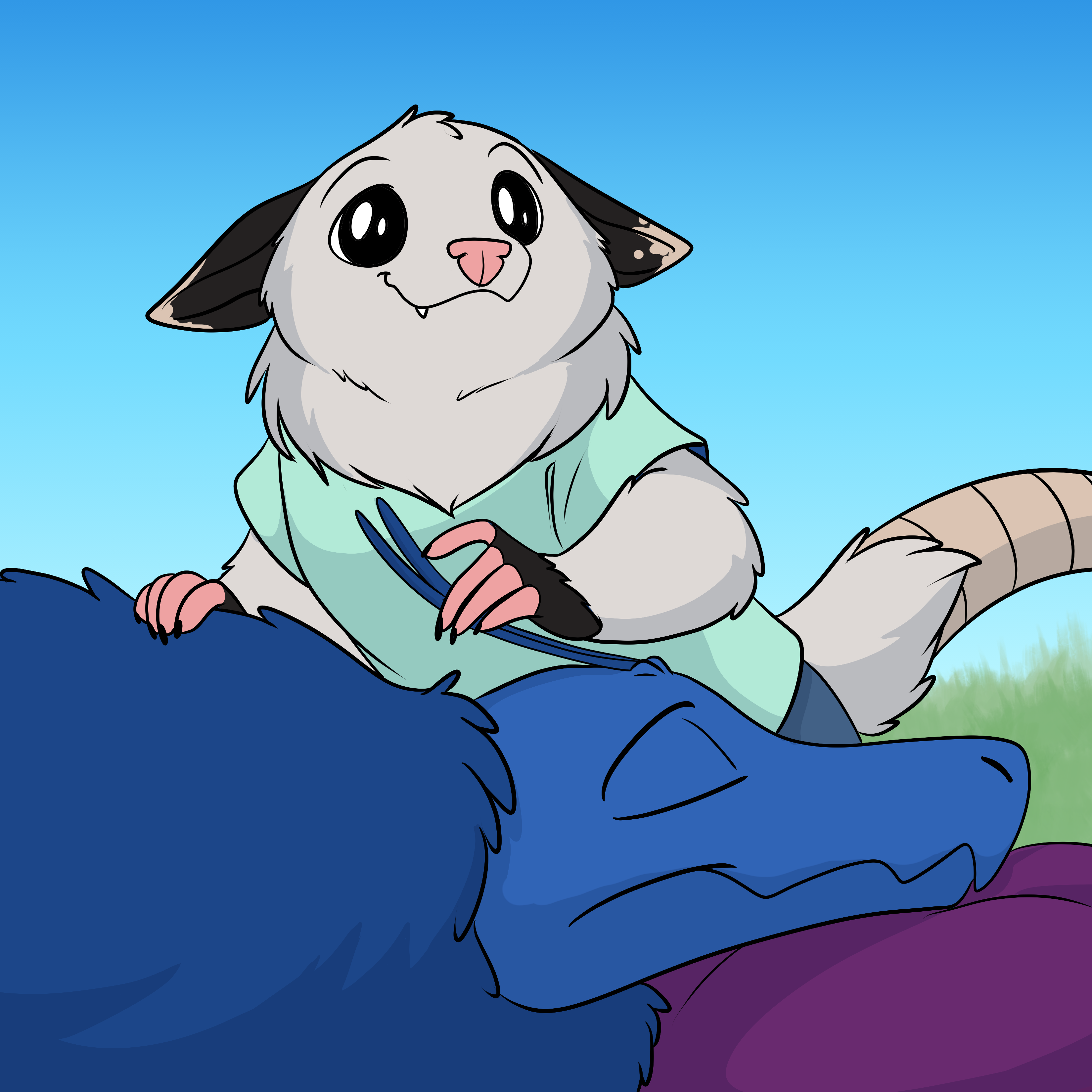 Algernon giving Apollo some pets.