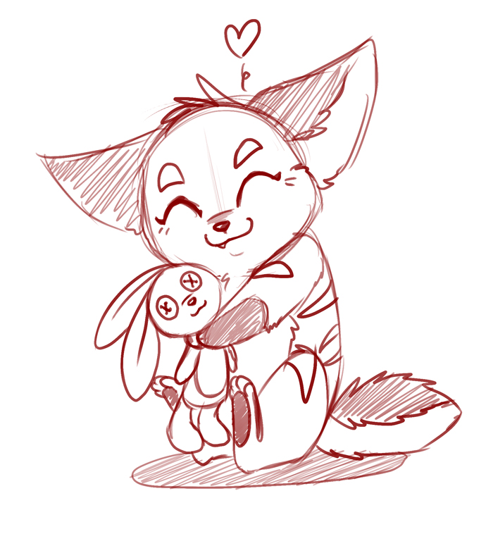 Bane and her stuffie.