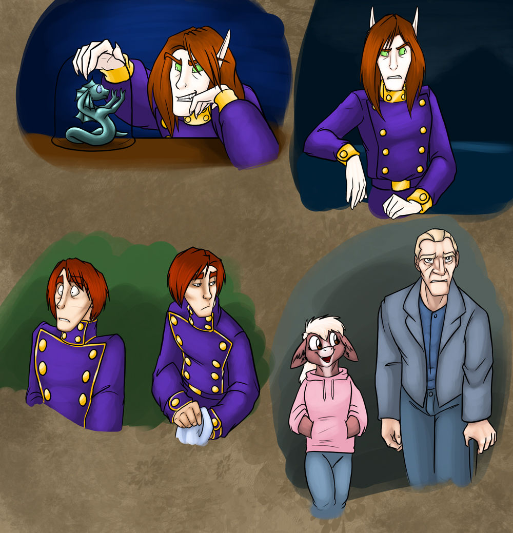 Color studies of various characters of the early comic arcs.
