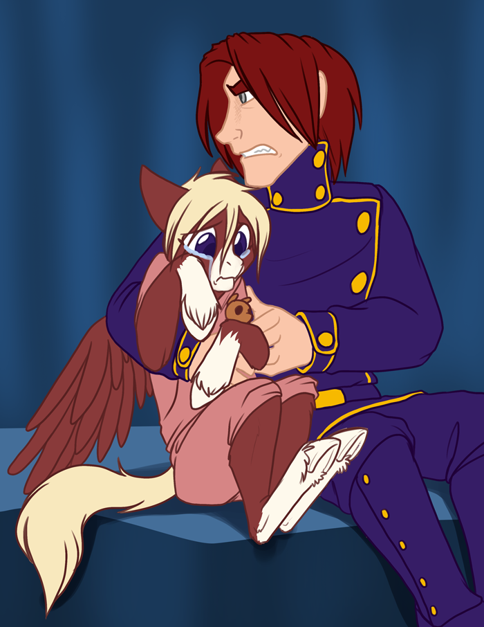 Silver comforting Rain after a bullying incident.