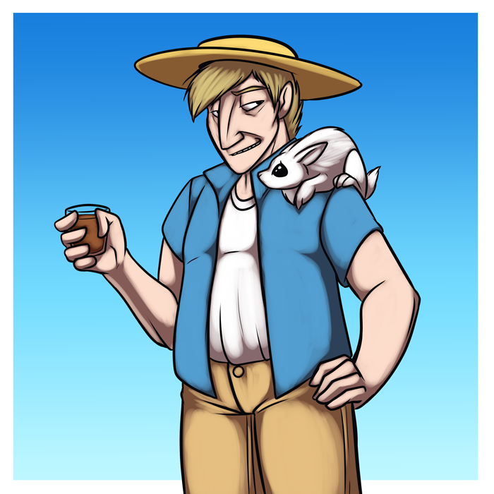 Cobalt enjoying a drink with one of his pets.