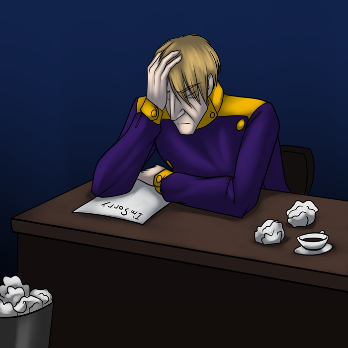 Darius trying to find the words to apologize.