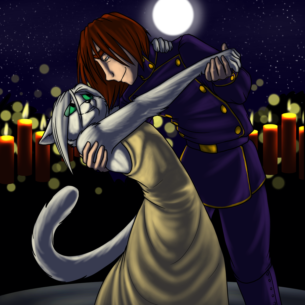 Silver and Artemis dancing under the moonlight.