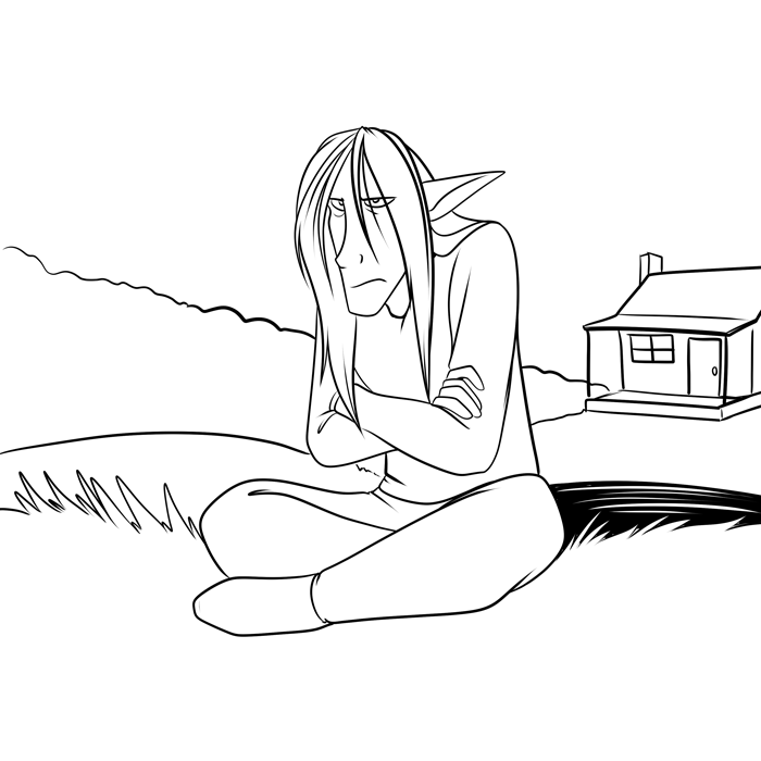 Inktober 2018 - Hector stuck in Fenriria's pocket dimension