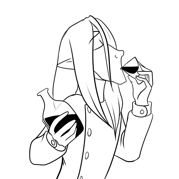 Inktober 2018 - Hector drinking even more of his medicine.