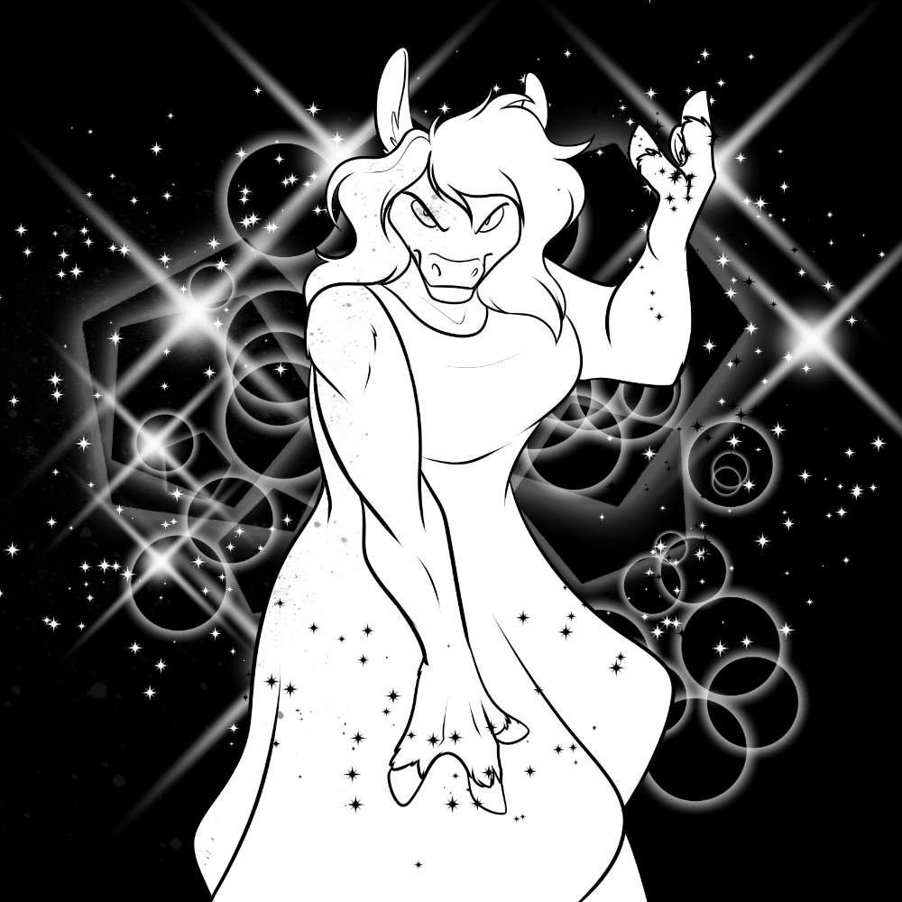 Inktober 2018 - Fenriria performing sparkly magic.