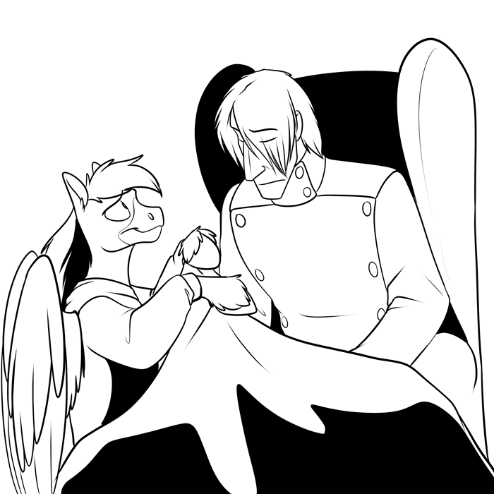 Inktober 2018 - Rain helping her dad rest after a long day.