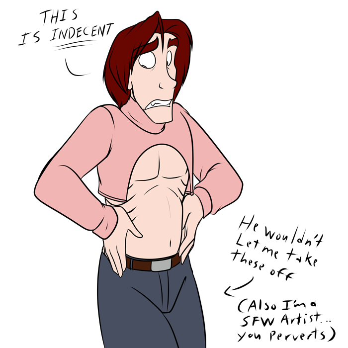 Silver wearing a meme sweater that shows off his gills. Scandalous!