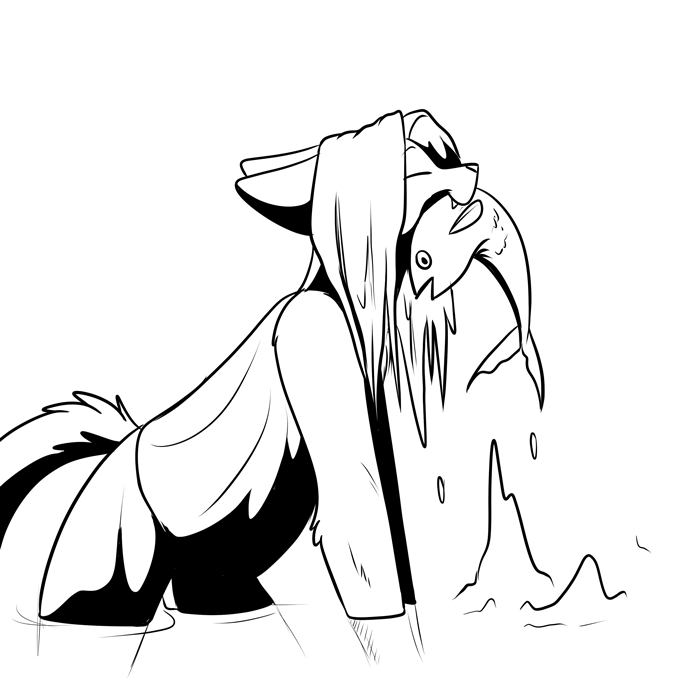 Inktober 2019 - Artemis catching feesh.