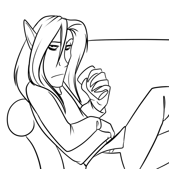 Inktober 2019 - Hector, miserable, still drinking.