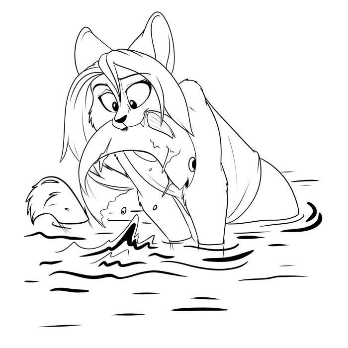 Inktober 2020 - Artemis catching more feesh.