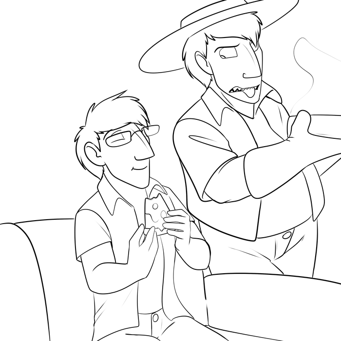 Inktober 2020 - Cobalt does not appreciate his brother's love for pizza.