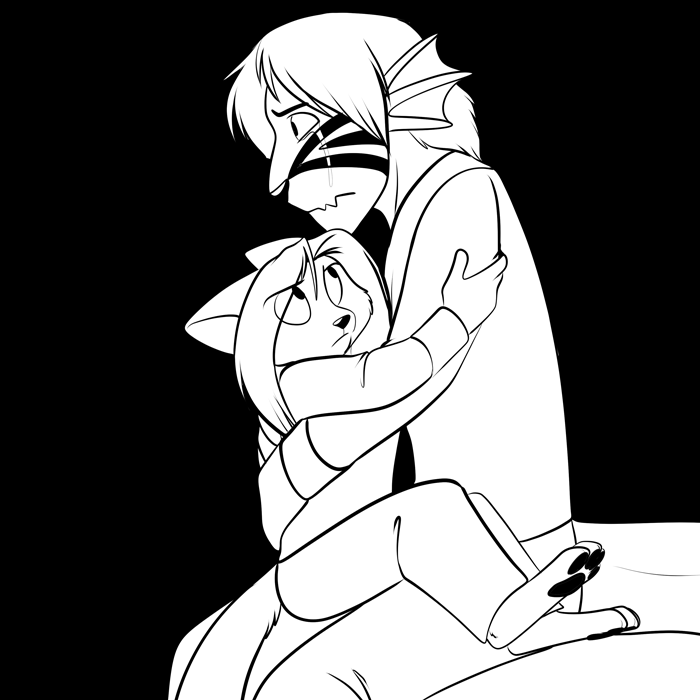 Inktober 2020 - Artemis comforting Silver.