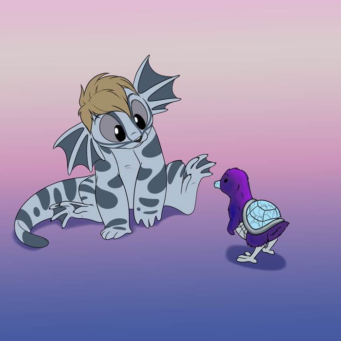 Baby Darius and the local fauna.