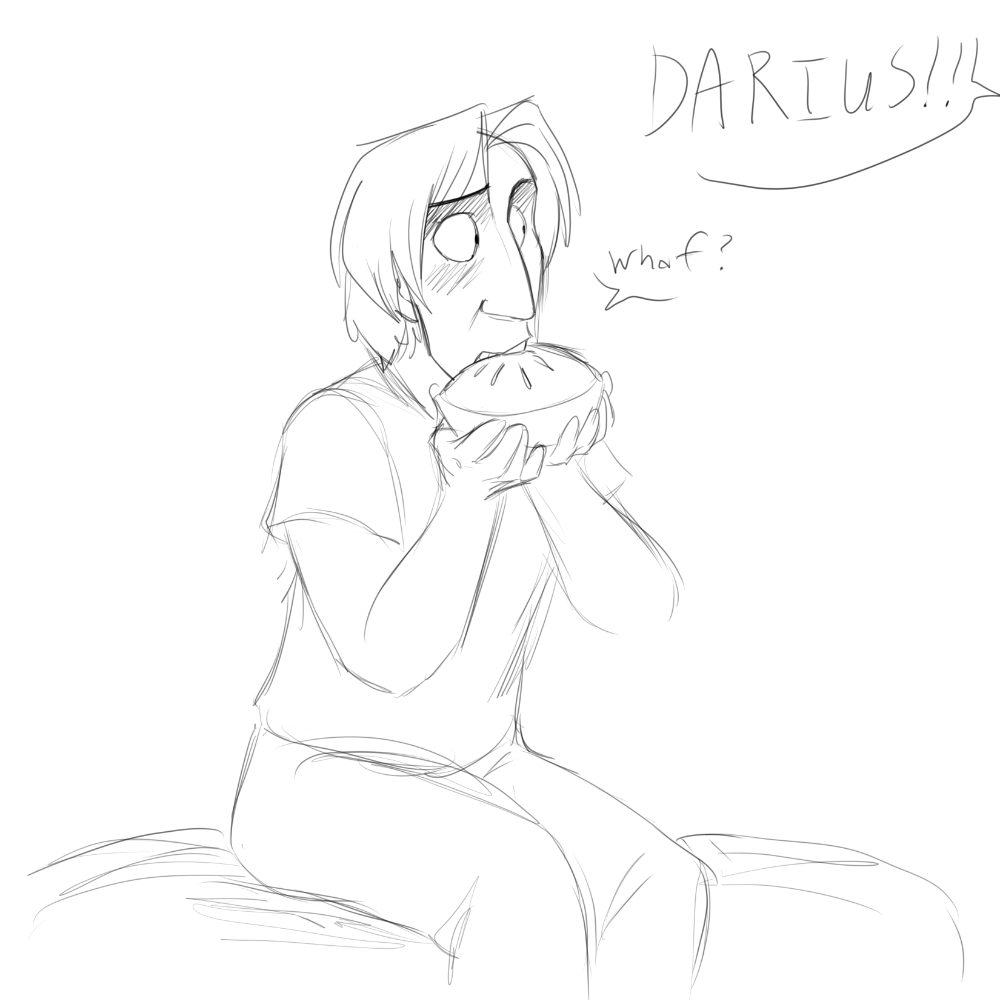Darius eating pie like a heathen.