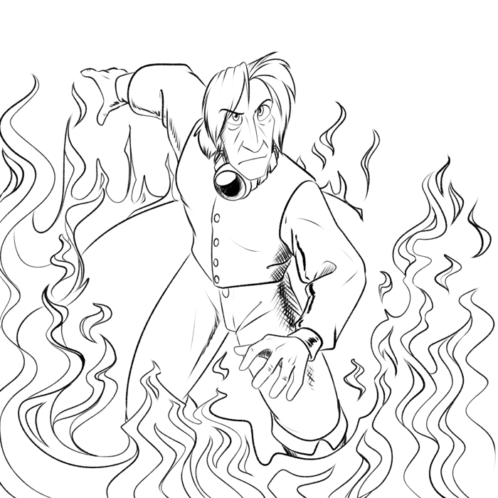 Inktober 2022 - Darius using the fire gem.