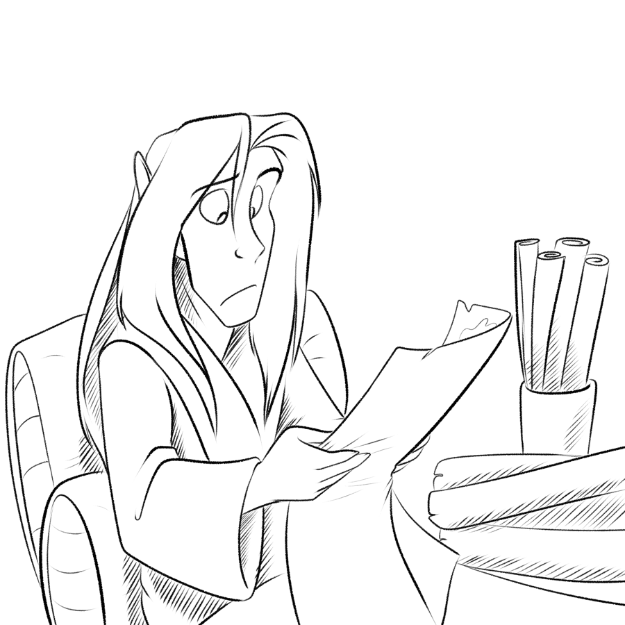 Inktober 2022 - Hector going over just how much money Aukate was bleeding under Governor Rex.