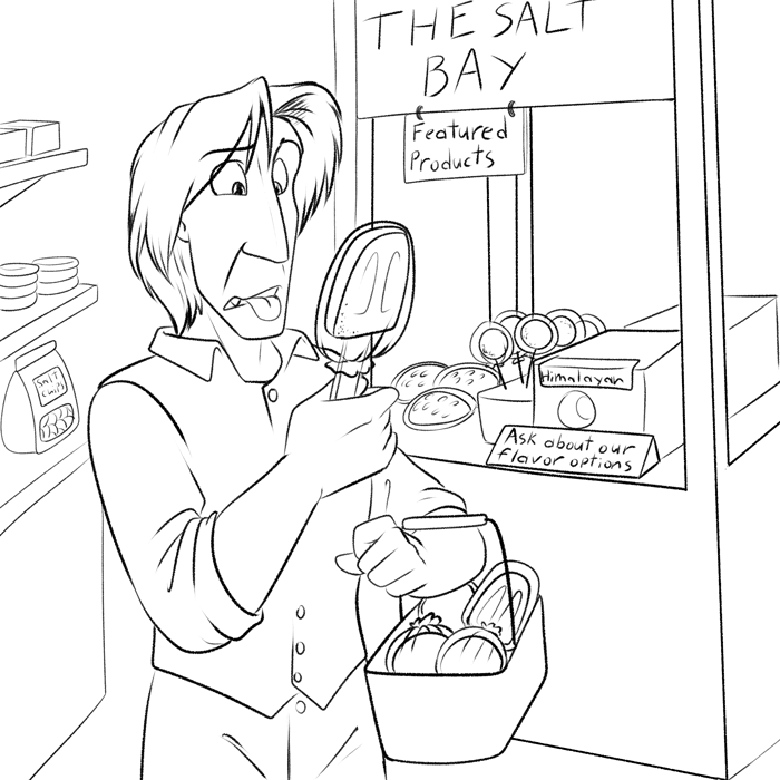 Inktober 2022 - Darius wondering why they put the ocean into their food.