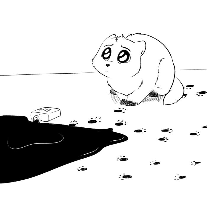 Inktober 2022 - Cinnapup giving into his pupyy nature.