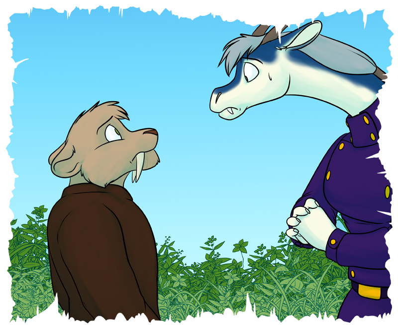Freya (right) explaining to Gaspar (left) that she is actually a good dragon, unlike most.