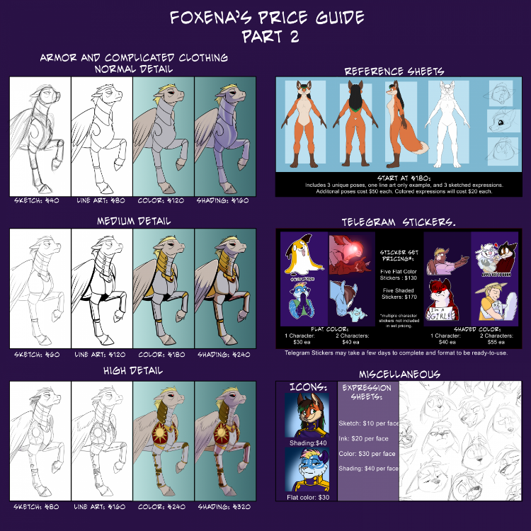 Foxena's price sheet 2
